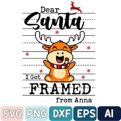 Custom Name Dear Santa I Got Framed Wia Svg, Custom Christmas Reindeer Svg, Christmas Png, Digital Download