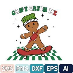 Can't Catch Me Retro Gingerbread Boy Ball Cap Kids Svg, Funny Christmas Svg, Christmas Gingerbread Svg, Christmas Gifts