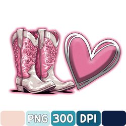 Valentine's Day Boots Cowgirl Png Sublimation Design, Valentines Day Boots Png, Western Valentines Day Png