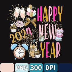 Happy New Year Glitter Sequins Png Holidays, New Year 2024 Png, Disco New Year Sublimation Design Download, Boujee Bougi