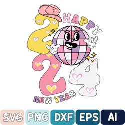 Happy 2024 New Years Svg, New Years Svg, Retro New Years, Disco Ball Party Svg