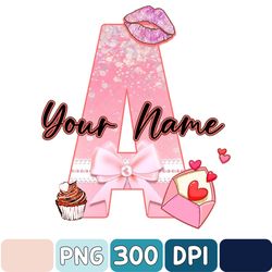 Valentine's Day Red And Pink Hearts Doodle Letter Png, Make Your Own Name Png, Personalise Custom Name Design Png