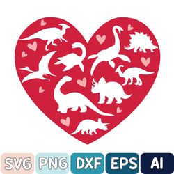 Dinosaur Heart Svg, Boys Girls Valentine Svg, Baby Dino Svg, Kids Valentine Shirt Svg, Png, Files For Cricut, Sublimatio