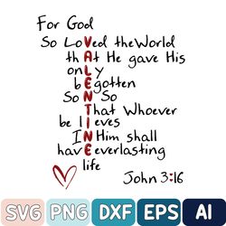 For God So Loved Svg, Valentine Art Svg, Valentine Lettered Print Svg Valentine Day, Digital Download