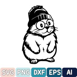 Groundhog Svg, Hipster Groundhog Svg, Glasses Nerdy Animal Svg, Funny Groundhog Svg, Cute Groundhog Svg, Cute Animail