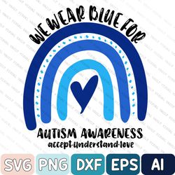 Blue Rainbow SVG | Autism Awareness PNG | Autism SVG | Sublimation File, Digital
