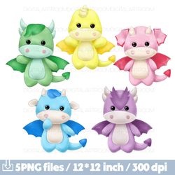 Baby Dragons Watercolor Digital Clipart Png sublimation design