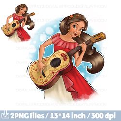 Princess playing guitar Digital Clipart Sublimation files