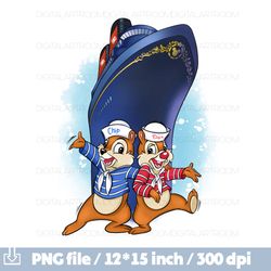 Cruise Line Chip and Dale on the ship Png sublimation Clipart