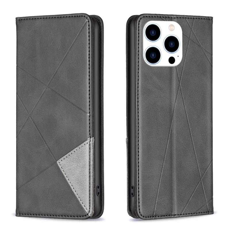 IPhone 16 Pro 16 Pro Max Rhombus Texture Magnetic Leather Wallet Case With Card Slots Kickstand 2
