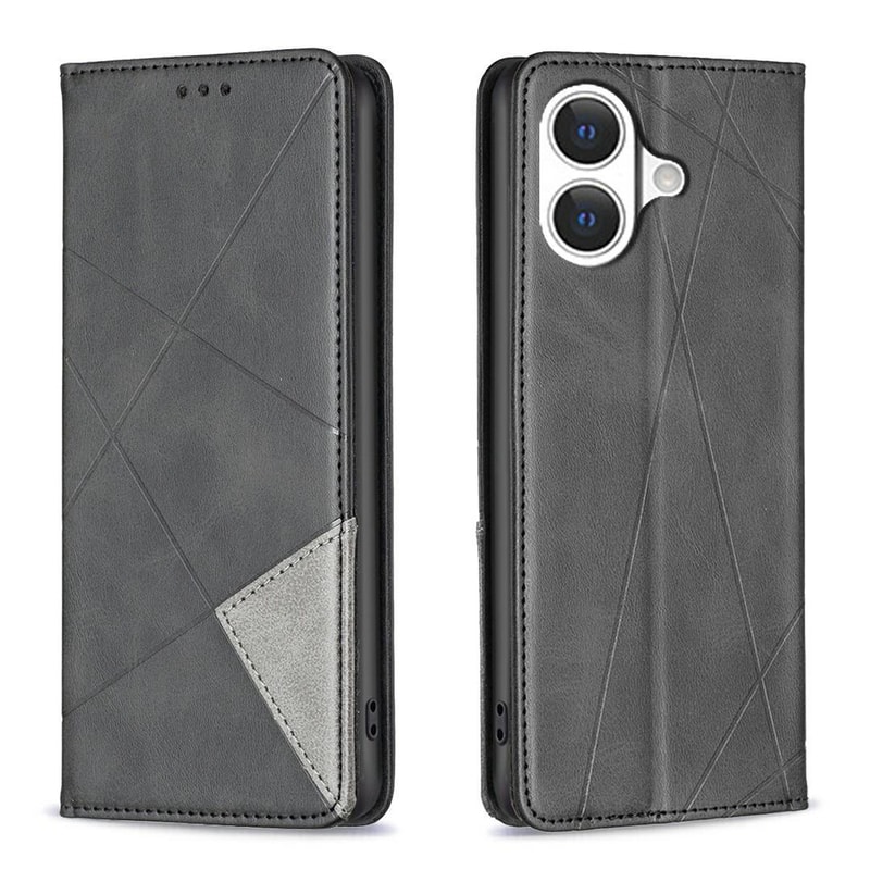 For IPhone 17 Magnetic Leather Wallet Case With Kickstand Rhombus Texture PU TPU Protection 3