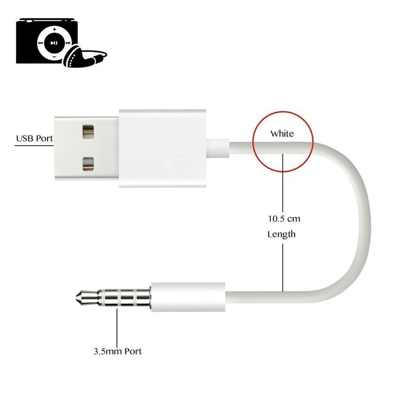 JW-SM1 USB to 3.5mm iPod Shuffle Sync, Charge & Data Cable (1st–6th Gen Compatible)