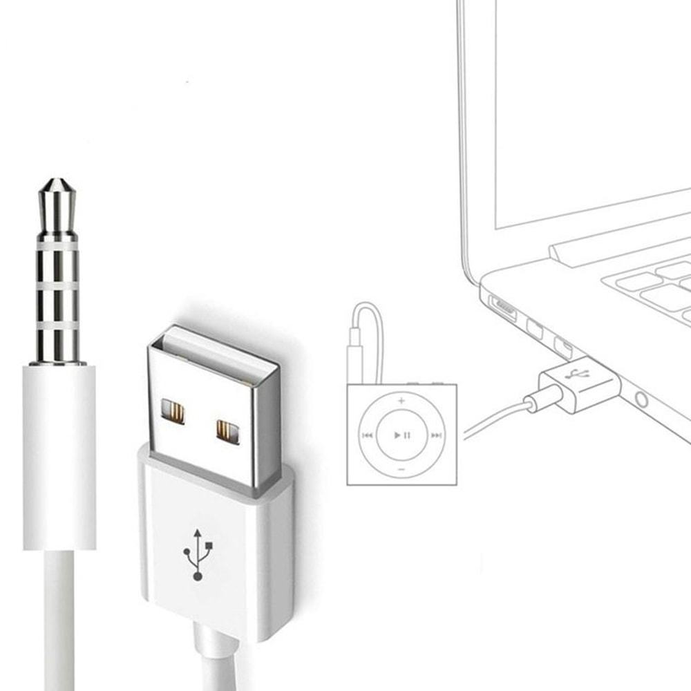 JW-SM1 USB to 3.5mm iPod Shuffle Sync, Charge & Data Cable (1st–6th Gen Compatible)