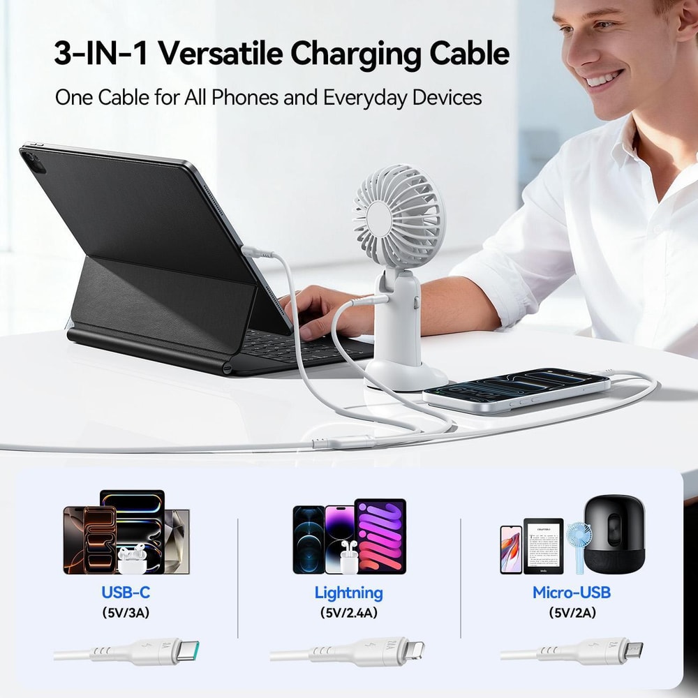 A61 OmniGo 3 in 1 USB C Multi Charging Cable Fast Charge Type C to Lightning Micro USB