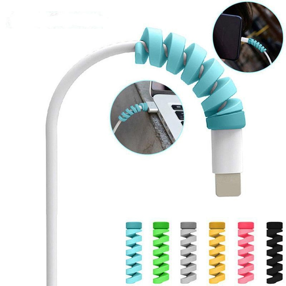 Spiral Silicone Cable Protector & Cable Winder for Charging Cables, Anti Break Cable Organizer