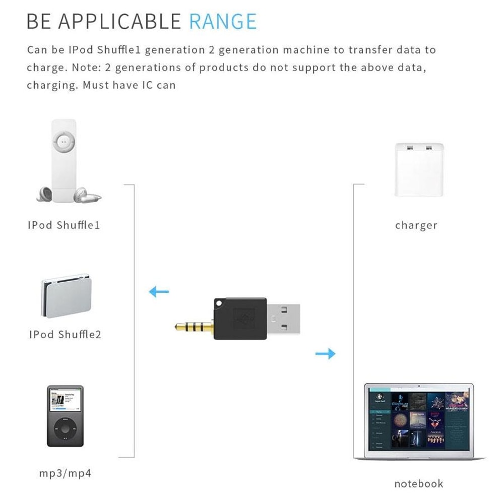 Compact USB Dock Charger Adapter for iPod Shuffle 2nd 3rd Gen Portable Data Transfer Keychain 4.6cm