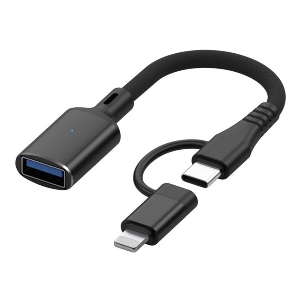 2-in-1 USB OTG Adapter Cable USB-C and Lightning Fast Data Transfer Converter