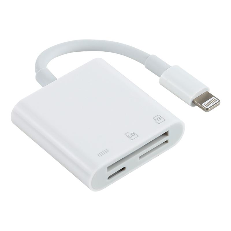 3 in 1 Lightning SD Card Reader Adapter for iPhone Fast Transfer Camera Memory Card Reader