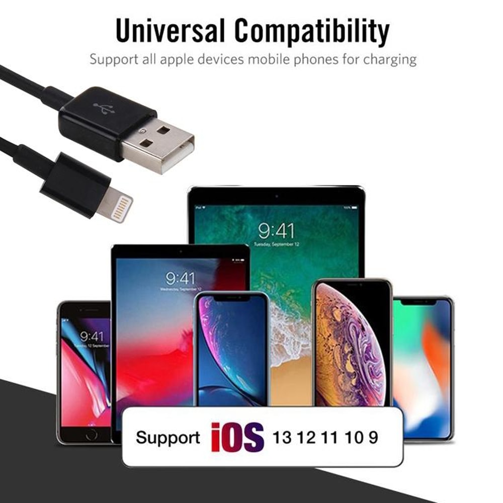 20cm USB 2.0 to 8 Pin Lightning Charging & Data Cable – Compact iPhone Sync Cord