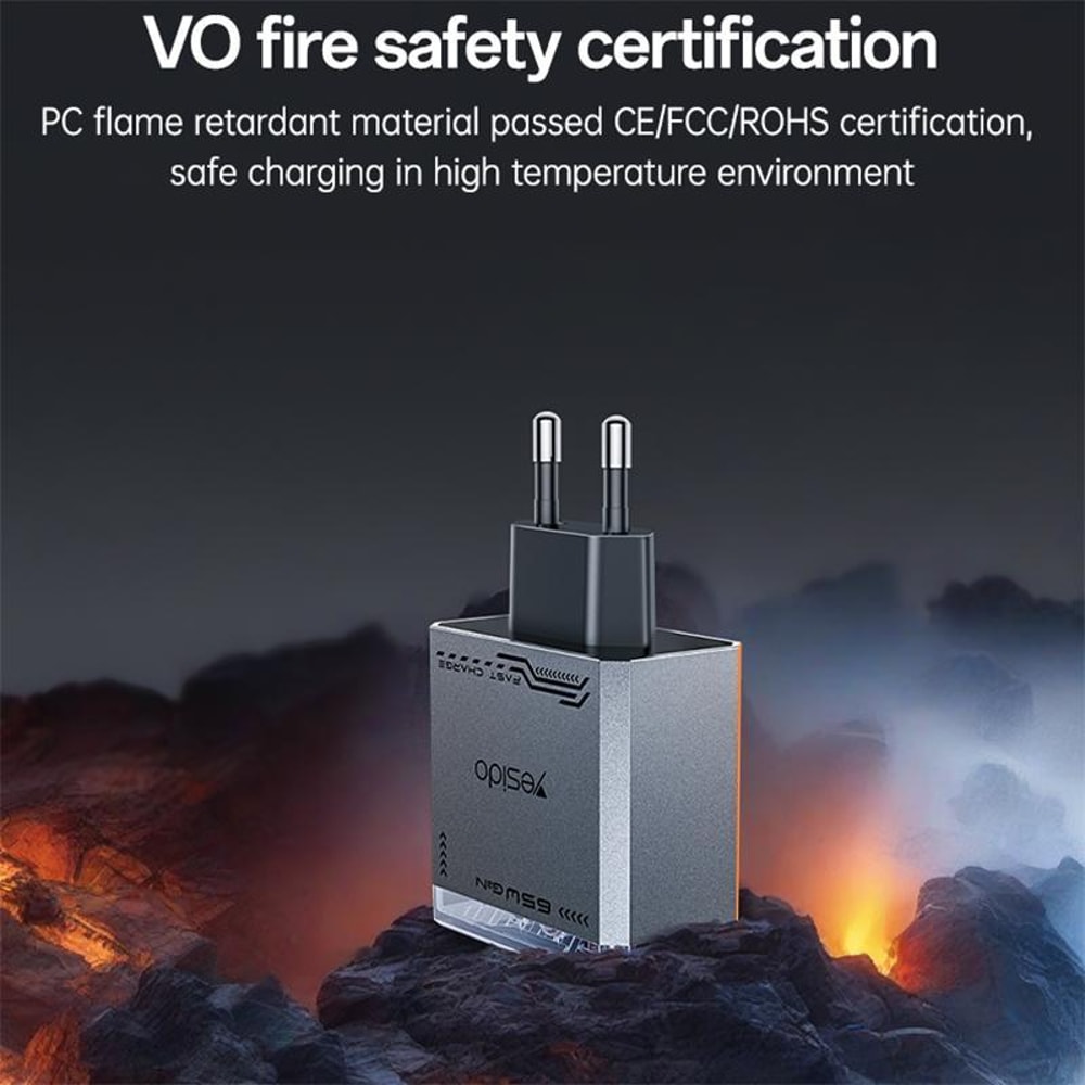 YC101 65W Mecha GaN 3 Port USB-C Fast Charger