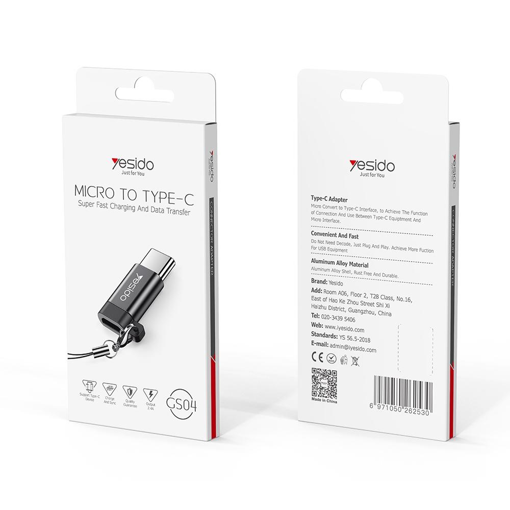GS04 Type-C to Micro USB Adapter Keychain Charging & Data Transfer Converter