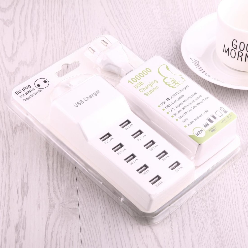 10 Port USB Charging Station Multi USB Charger Adapter 5V High Speed Hub