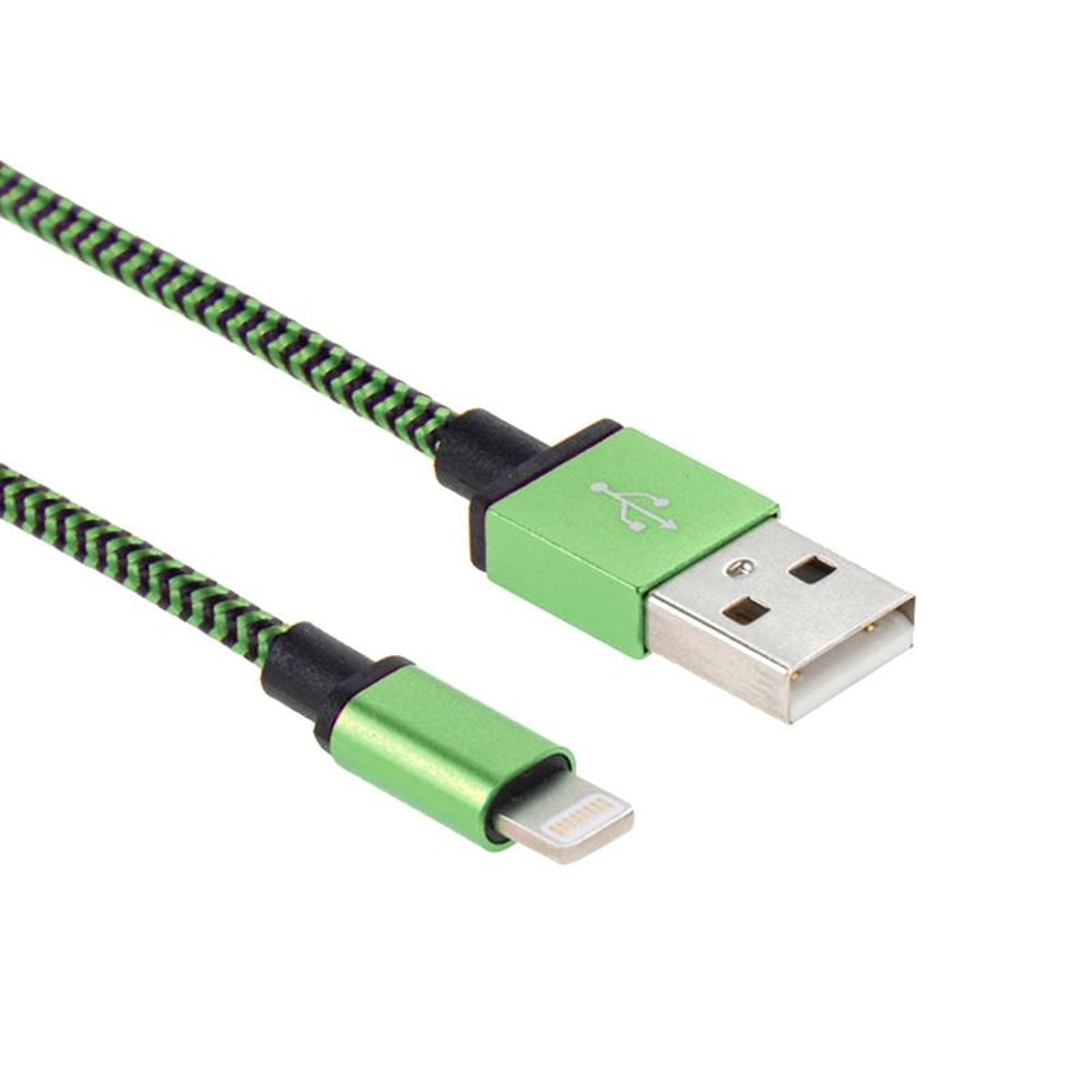 2A Woven Braided USB To Lightning Charging Sync Cable 1m Green 3