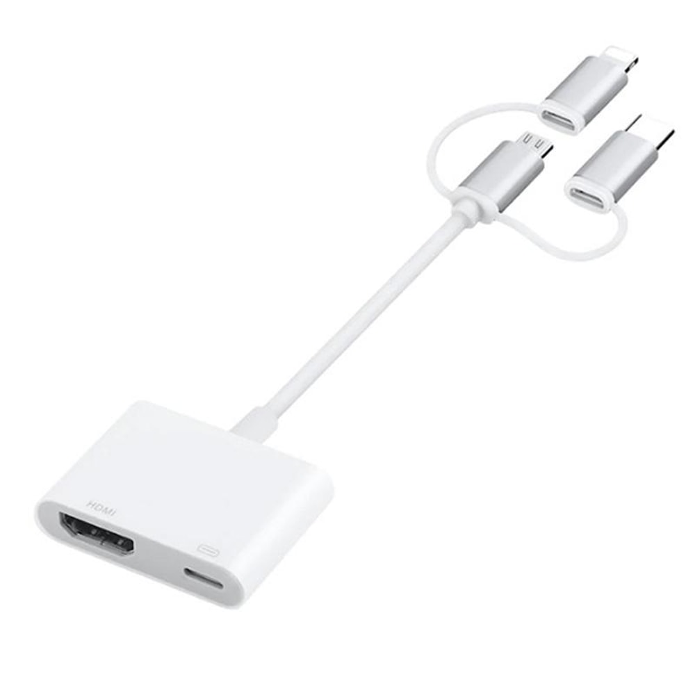 A18 Pro 3 in 1 USB C iPhone Micro USB to HDMI Adapter Screen Mirroring Cable for TV Display