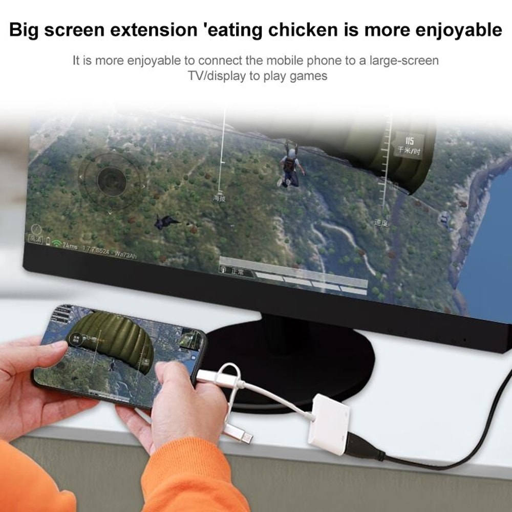 A18 Pro 3 in 1 USB C iPhone Micro USB to HDMI Adapter Screen Mirroring Cable for TV Display