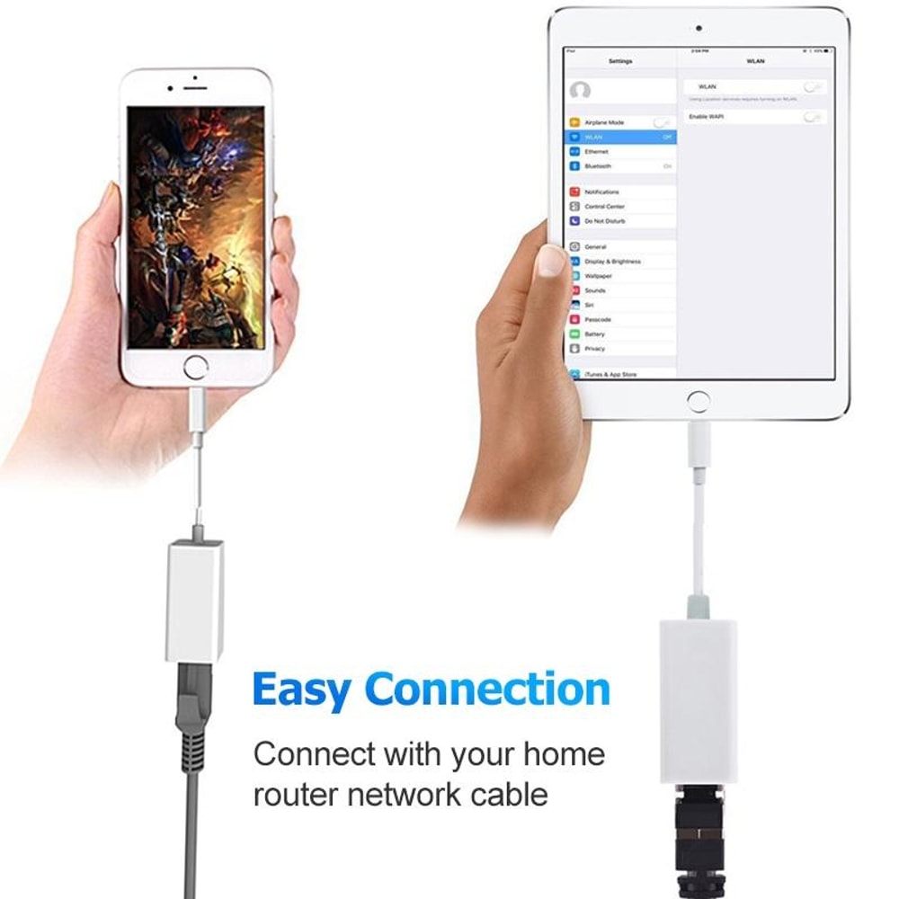 Lightning Ethernet Adapter iPhone iPad Wired Internet Network Adapter LAN Access