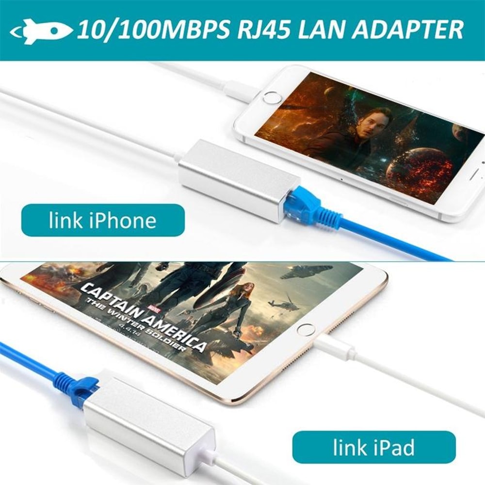 Lightning Ethernet Adapter iPhone iPad Wired Internet Network Adapter LAN Access