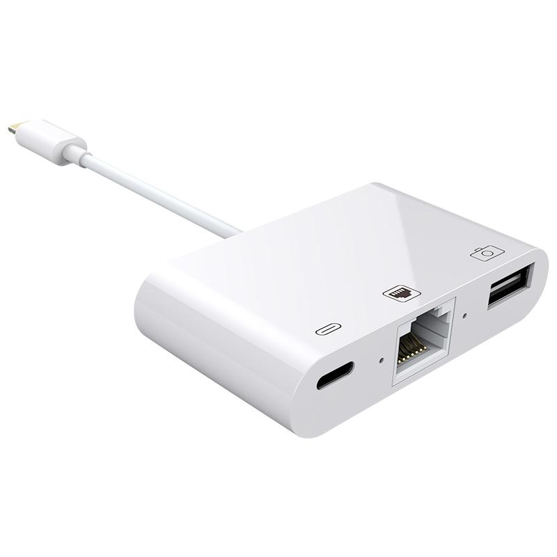 NK-107 3-in-1 iPhone OTG Adapter Ethernet USB Charging Converter Cable for iPad