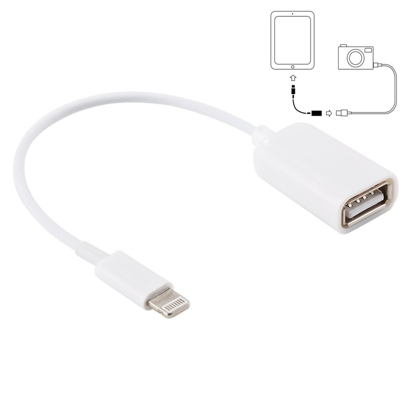 Lightning OTG Adapter USB Female to 8 Pin iPhone Data Cable 18cm for iOS Devices