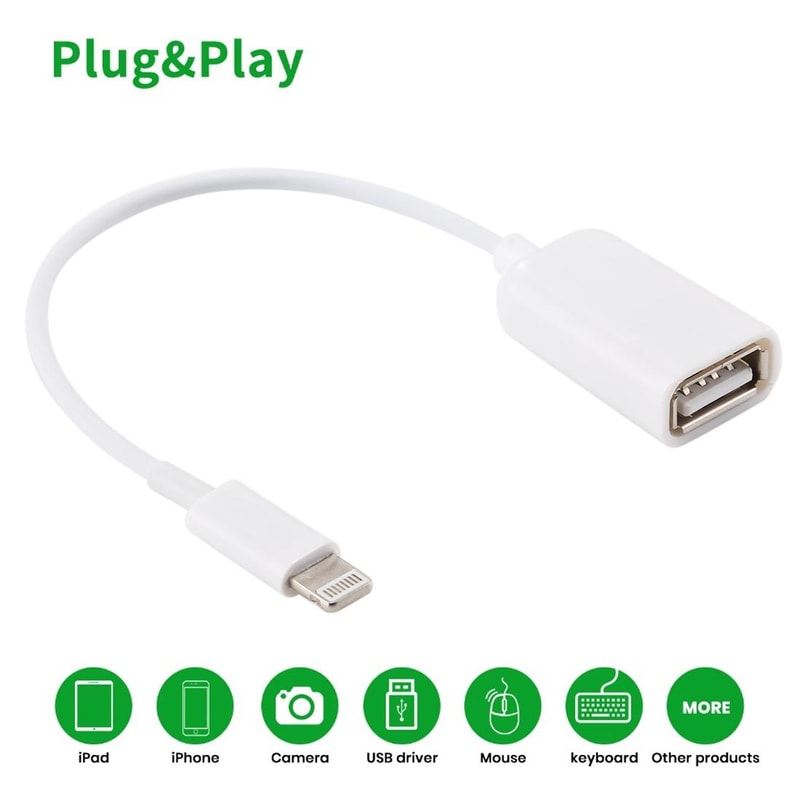 Lightning OTG Adapter USB Female to 8 Pin iPhone Data Cable 18cm for iOS Devices