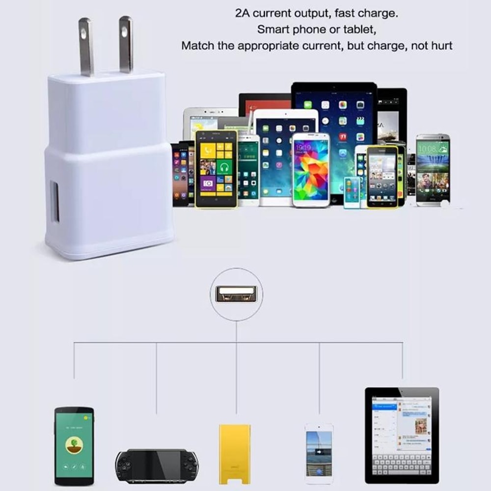 Universal Fast Charging Cable And Travel Charger Set For IPhone Android 5V 2A Power Adapter Kit 7