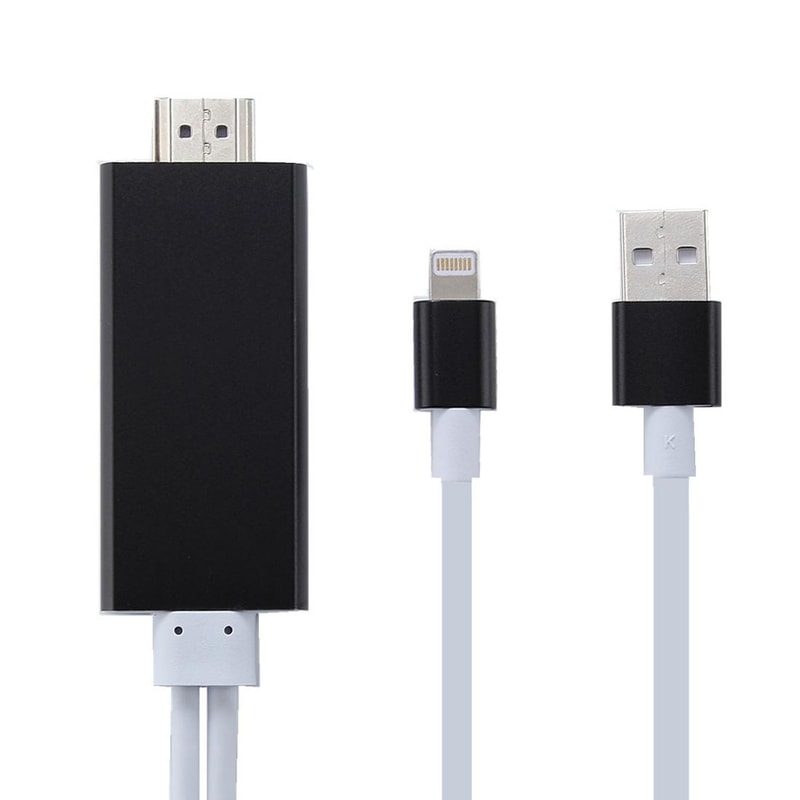 8 Pin To HDMI Adapter With USB Power For IPhone HDTV Streaming Cable 2