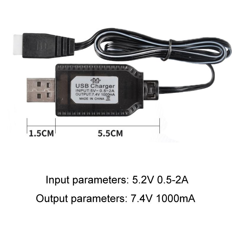 7.4V Lithium Battery USB Charger Cable for RC Aircraft XH-3P