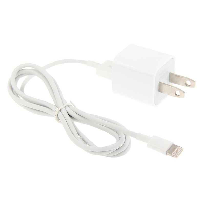 2 in 1 iPhone Charger Travel Adapter with 1m Lightning Cable USB Wall Charger for iPhone White