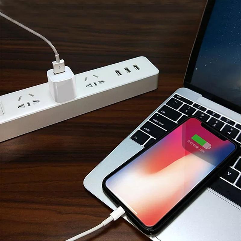 2 in 1 iPhone Charger Travel Adapter with 1m Lightning Cable USB Wall Charger for iPhone White