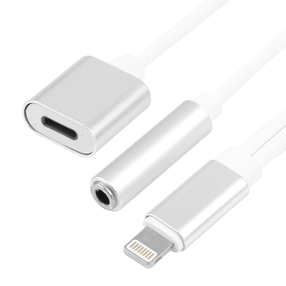 8 Pin to 3.5mm Audio & Charging Adapter Cable for iOS Devices Compact Lightning Converter 10cm