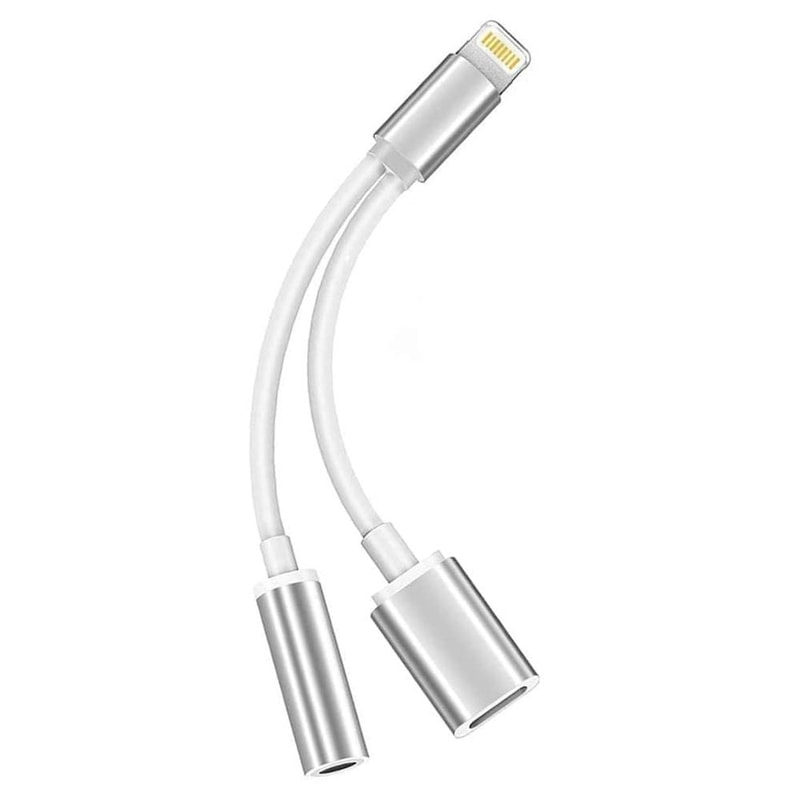 8 Pin to 3.5mm Audio & Charging Adapter Cable for iOS Devices Compact Lightning Converter 10cm