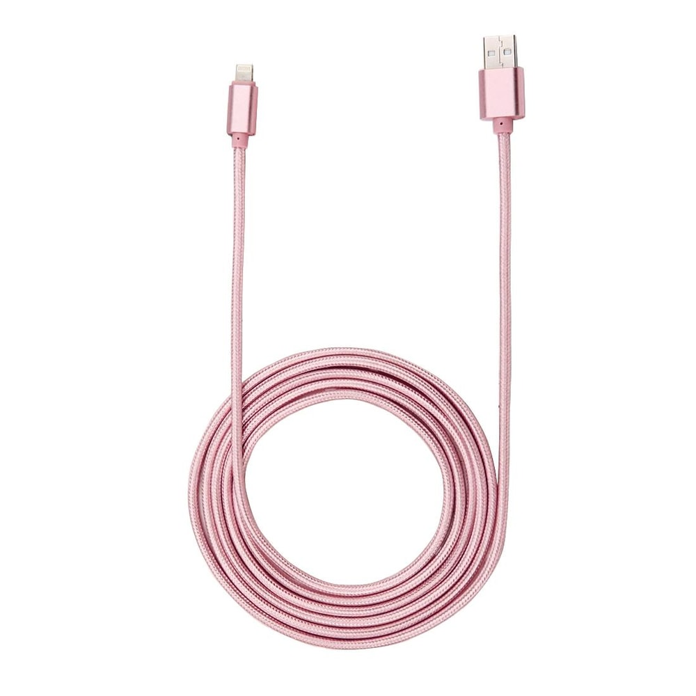 1m Woven Style Metal Head IPhone Charging Lightning Cable USB Data Cable Rose Gold 2
