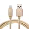 1m Woven Style Metal Head IPhone Charging Lightning Cable USB Data Cable Rose Gold 7