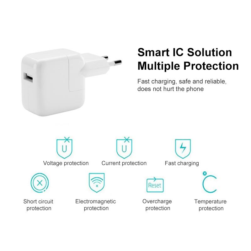 12W USB Charger with 8 Pin Lightning Cable for iPhone iPad Fast Charging Kit