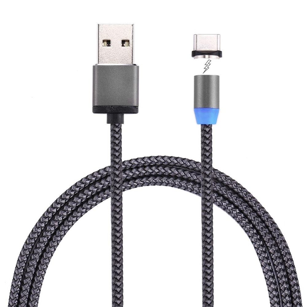 Magnetic USB-C Charging Cable 360° Rotation LED Fast Charge Durable Braided Cable