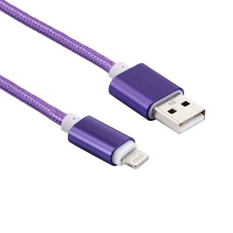 2M Braided Lightning Charging Cable Fast Sync Durable Metal Head IPhone Cable 1