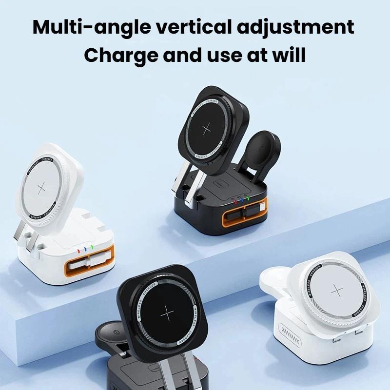 15W 3 in 1 Magnetic Wireless Charger Stand Foldable Retractable Fast Charging Dock