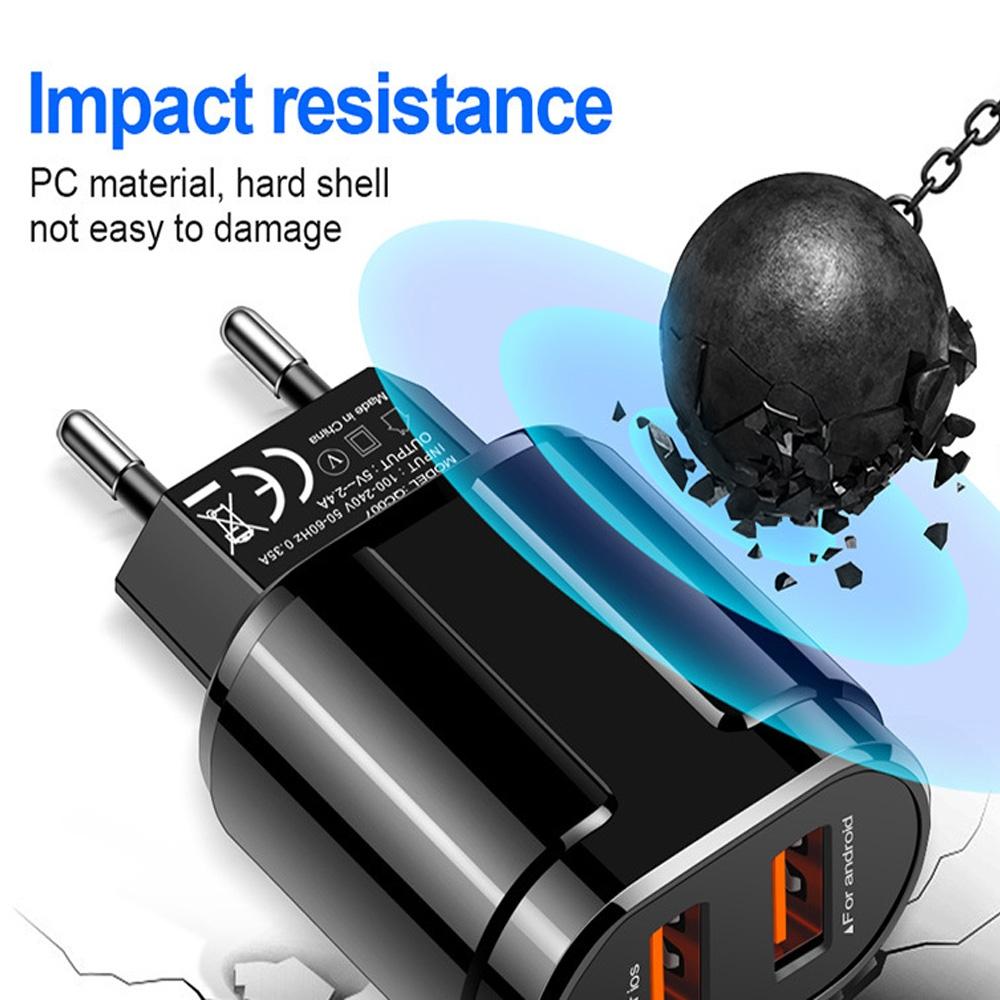 Dual USB Portable Travel Charger with 1M USB to Type-C cable Fast Charging Adapter