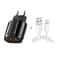 Dual USB Portable Travel Charger with 1M USB to Type-C cable Fast Charging Adapter