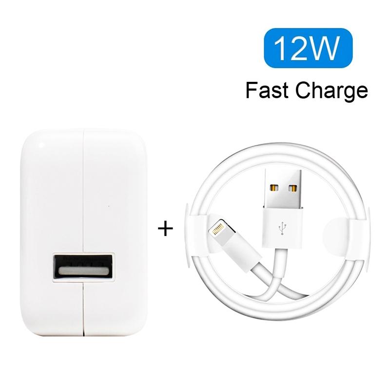 12W USB Wall Charger with USB to 8 Pin Lightning Cable for iPhone iPad Fast Charging US Plug